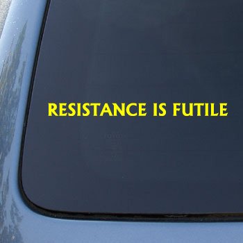  RESISTANCE IS FUTILE Borg Star Trek Decal Sticker #1636 | Vinyl Color: Yellow