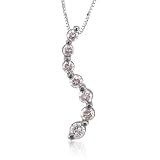 10k White Gold 7-Stone Journey Swirl Pink Diamond Pendant Necklace - 0.33 carat