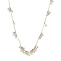 14K Gold Over Silver Pearl and Stone Drop Necklace