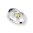 Lemon Quartz and Diamond Sterling Silver Ring (Sizes 6-8)