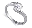 Solitaire Clear Cubic Zirconia Promise Band Silver Ring Size 5 to 9
