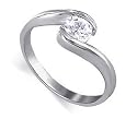 Solitaire Clear Cubic Zirconia Promise Band Silver Ring Size 5 to 9