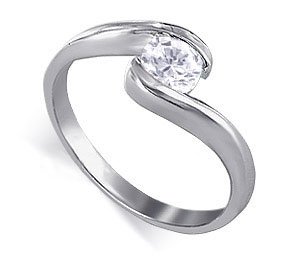 Sterling Silver Round Shaped 5mm Clear Cubic Zirconia Solitaire Polished Finished 3mm Wide Band Promise Ring Size 5, 6, 7, 8, 9