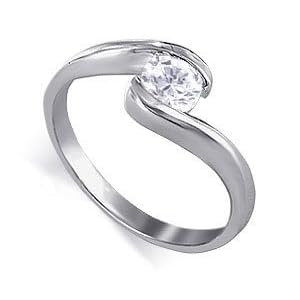 Solitaire Clear Cubic Zirconia Promise Band Silver Ring Size 5 to 9