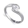 Solitaire Cubic Zirconia Promise Band Sterling Silver Ring