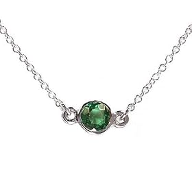 Emerald Bezel Set Pendant Necklace, 14k White Gold, 18 Chain (T.w 0.30) Emerald Bezel Set Pendant Necklace, 14k White Gold, 18