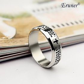 CrafHand ErunerUnisex Cross and Scripture Titanium Steel Ring