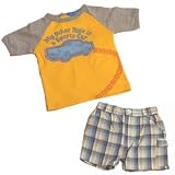 Yellow Two Piece Tee Woven Cargo Short Set, Size 18 Months