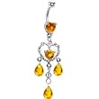 Topaz Crystal Cubic Zirconia Teardrop Heart Belly Ring