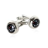 Working Silver Compass Cufflinks with Presentation Box