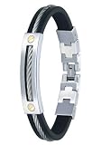 Stainless Steel Black Rubber 18k Circuit Bracelet