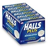 Halls Plus Mentho - Lyptus Cough Suppressant/Oral Anesthetic Drops - 10 Sticks/Pack, 24 Packs/ Case