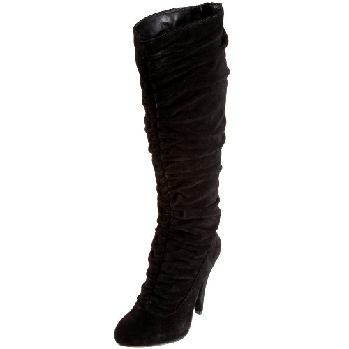 Kelsi Dagger Women's Iona Knee High Gathered Leather Front Hidden Platform Dress Boot