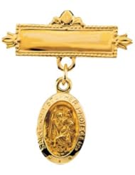 St. Christopher Baptismal Pin 14K Yellow Gold 12.00X09.00 mm