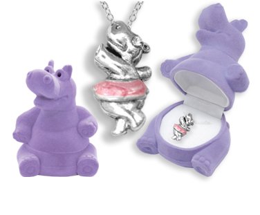 Click here to buy Hippopotamus Crystal Necklace in Purple Hippo Gift Box by D.M. Merchandising.
