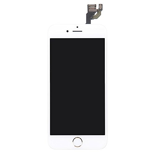 iRepair Master for iPhone 6 4.7 inch LCD Display Screen Touch Digitizer Full Assembly Replacement with Home Button(no finger scan), Front Facing Camera, Ear Speaker, Free Repair Tools, White