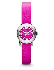 Marc By Marc Jacobs Amy Mini Silver Tone Pink Leather Watch MBM1288