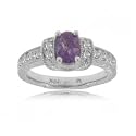 14k White Gold Vintage Retro Ring w Tanzanite Diamonds