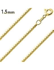 14K Gold Plated Silver Box Chain 1.5mm (16", 18", 20", 22", 24", 30" inch lengths)
