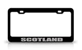 SCOTLAND Country Steel Auto License Plate Frame Tag Holder, Black/Silver