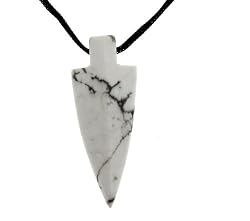 Natural White Howlite Arrowhead Pendant.