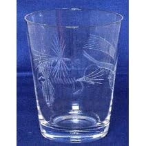 Individually Hand Etched Fishing Fly Rocks Glass 4.5"H Set / 4