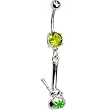 Peridot Green Gem Pot Leaf Bong Belly Ring