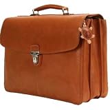 Tony Perotti Italy Green Bella Russo 17 Laptop Triple Compartment in Cognac