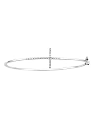 1/4 ct. tw. Diamond Cross Bangle Bracelet in Sterling Silver