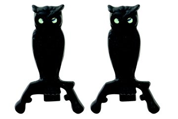 Black Cast Iron Owl Andirons With Reflective Glass Eyes