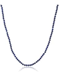 Sterling Silver 4mm Lapis Bead Necklace, 24"