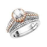 14K White and Rose Gold Diamond Wedding Set - 1.50 Ct.