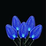 Forever Bright 78311 Set of 25 LED Sapphire Blue Christmas Lights - C7 Diamond Shape