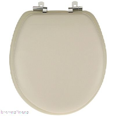 SOFT PADDED TOILET SEAT WITH CHROME HINGE, Bone Beige