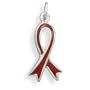 Sterling Silver Red Awareness Ribbon Charm