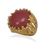 Red Coral Ring 14K Yellow Gold Plate Branch Design