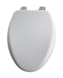 Mayfair 19160NISL 000 Designer Series Alesio Toilet Seat with Brushed-Nickel Whisper-Close Hinges, Elongated, White