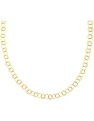 14K Yellow Gold Polished and Dual Textured Round Link Necklace