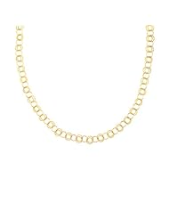 14K Yellow Gold Polished and Dual Textured Round Link Necklace