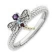 Genuine IceCarats Designer Jewelry Gift Sterling Silver & 14K Stackable Expressions Gemstone & Diamond Dragonfly Ri Size 9.00