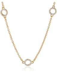 T Tahari "Essentials" Pave Circle Station Gold Necklace, 18"
