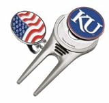 Kansas Jayhawks Divot Tool Hat Clip with Golf Ball Marker (Set of 2)