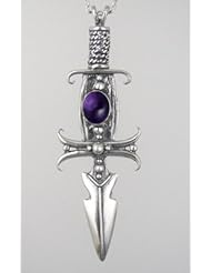 Ceremonial Dagger Pendant in Sterling Silver with an Amethyst Gem... Handcraft...