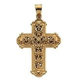 14K Two-Tone Gold Reversible Cross Pendant - 33.75x23.00mm