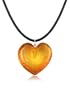 Akuamarina Silver Leaf and Murano Glass Heart Pendant Necklace Gold
