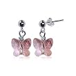 Pink Butterfly Swarovski Crystal Sterling Silver 1" Long Post Drop Earrings Pink Butterfly Swarovski Crystal Sterling Silver 1" Long Post Drop Earrings