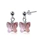 SCER171 Made with Swarovski Elements� Pink Butterfly Crystal Sterling Silver 1" Long Post Drop Earrings