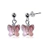 SCER171 Made with Swarovski Elements� Pink Butterfly Crystal Sterling Silver 1" Long Post Drop Earrings