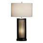 Nova Lighting 11316 Steccia Table Lamp 2-Pack, Black Wood, Brushed Nickel And White Linen Shade