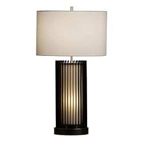 Nova Lighting 11316 Steccia Table Lamp 2-Pack, Black Wood, Brushed Nickel And White Linen Shade